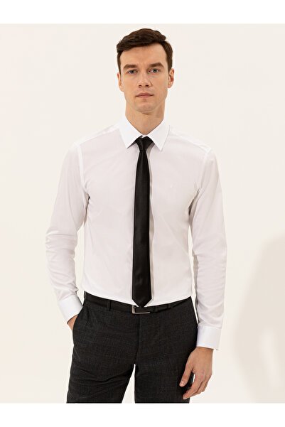 Cacharel Beyaz Slim Fit % 100 Pamuk İtalyan Yaka Basic Gömlek 50255242-VR013
