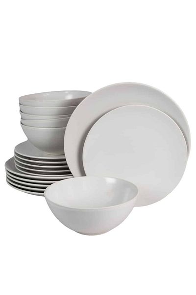 Cesiro 18-piece plate set, for 6 people, Snow, Cesiro, Arctic White Mat