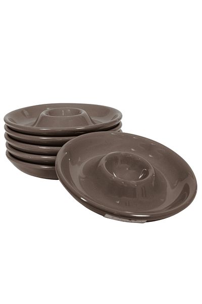 Cesiro Set 6 suporturi de ou model farfurie, Ø 12 cm, Maro Cafeniu