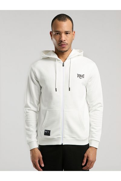 EVERLAST Ever Essentials Regular Λευκό ανδρικό φούτερ με κουκούλα με πλήρη φερμουάρ