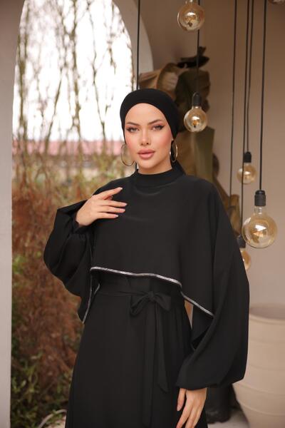 Nissra Ankanoor Black Stone Bat Sleeve Evening Dress Anka 255066