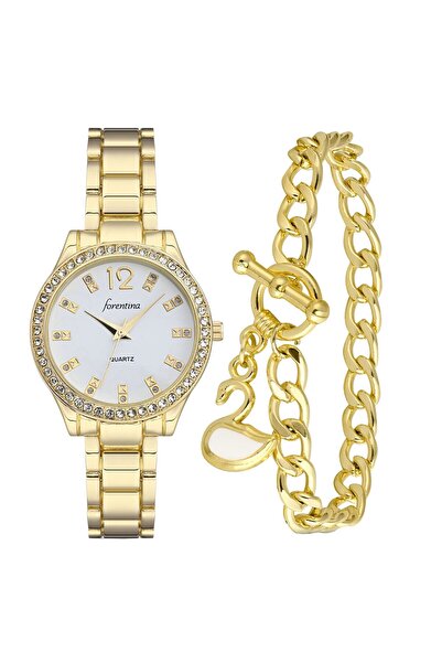 Forentina Gold Metal Kol Saati-Kuğu Bileklik Kombin Set PS4026