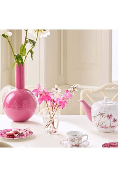 Pip Studio Set 2 căni cu farfurioare, din porțelan, Pip Studio, Dots Gold Pink, 120 ml, colecția Jolie