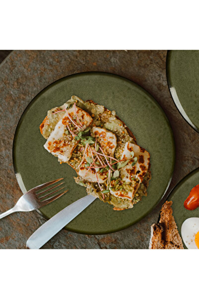 Cesiro Set farfurii 12 piese, pentru 4 persoane, Earth Green, Cesiro, Alb Ivoire lucios cu verde