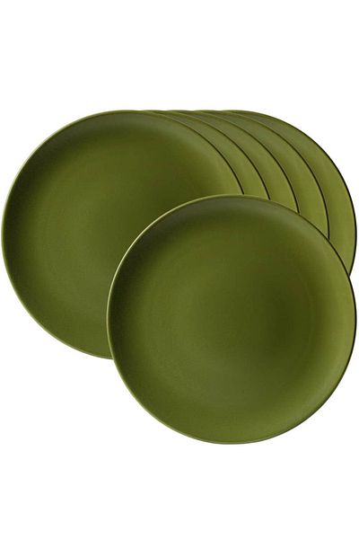 Cesiro Set of 6 dinner plates 27 cm, Matte Olive Green