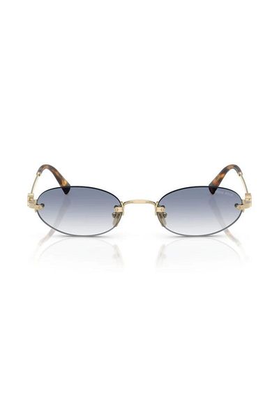 Miu Miu A54S Zvn80O 51 Women's Oval Gold Metal Sunglasses