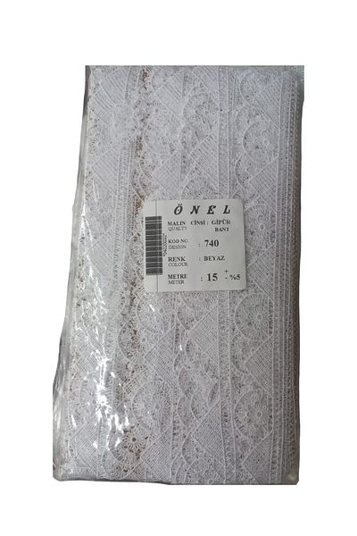 MBB ETİCARET Lace Polyester Guipure Tape White 15 Meters Width 5 cm On-740-B