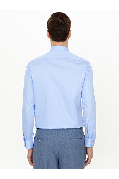 Cacharel Mavi Slim Fit %100 Pamuk Klasik Yaka Basic Gömlek 50250885-VR036