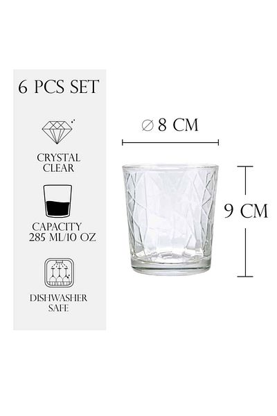 Cesiro Set 6 pahare din sticla de 285 ml, Cesiro