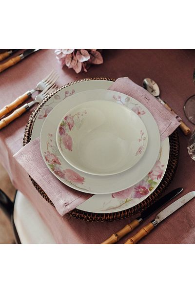 Cesiro 18-piece plate set, for 6 people, Cesiro, Ivoire with orchids
