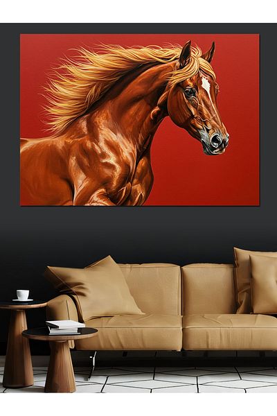Tablomega Canvas Decorativ Cal Puternic Alergat - Tablou din Lemn MDF