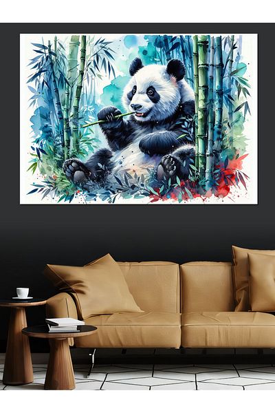 Tablomega Panda în Pădurea Bambusului Pânză Decorativă - Lemn MDF