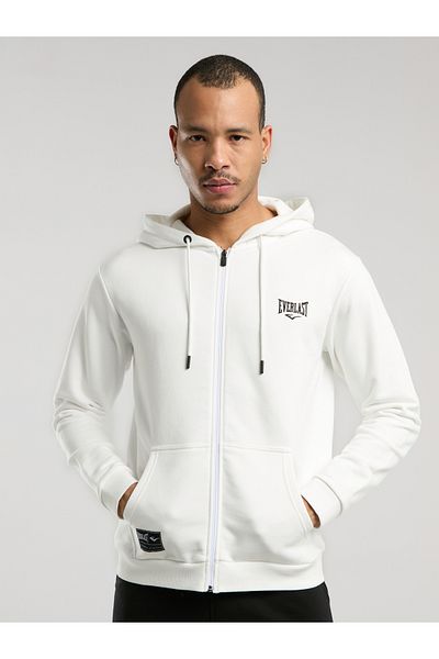 EVERLAST Ever Essentials Regular Λευκό ανδρικό φούτερ με κουκούλα με πλήρη φερμουάρ