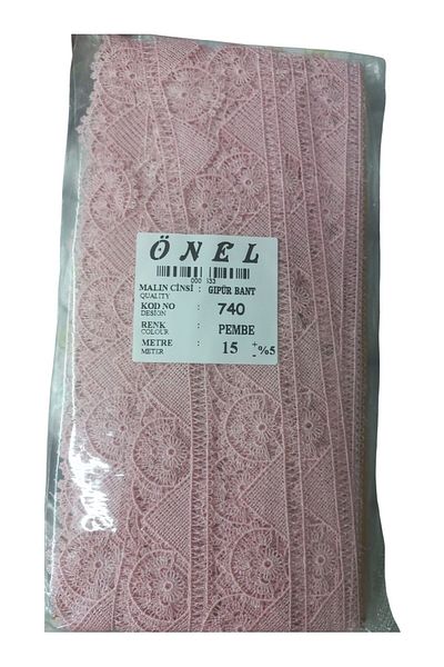 MBB ETİCARET Lace Polyester Guipure Tape Pink 15 Meters Width 3 cm On-740-P
