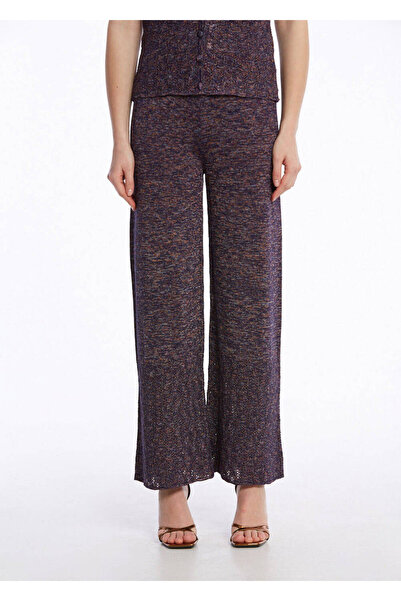 Knitss Ajur Örgü Mor Triko Pantolon