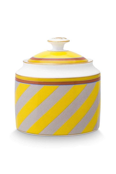 Pip Studio Porcelain sugar bowl, Pip Studio, Stripes Yellow, 550ml, Pip Chique collection