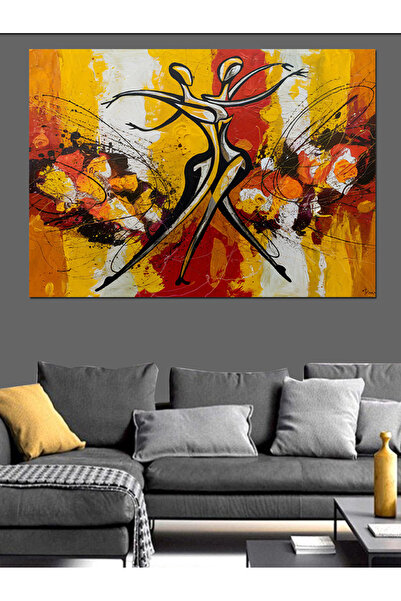 KanvasSepeti Figurină de dans abstractă Pictură decorativă în ulei Texturată ...