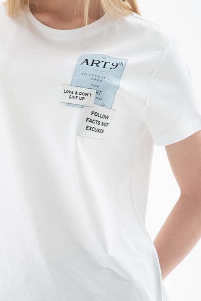 Fashion Friends Tricou alb pentru femei, 100% bumbac, imprimat 25Y0029K1