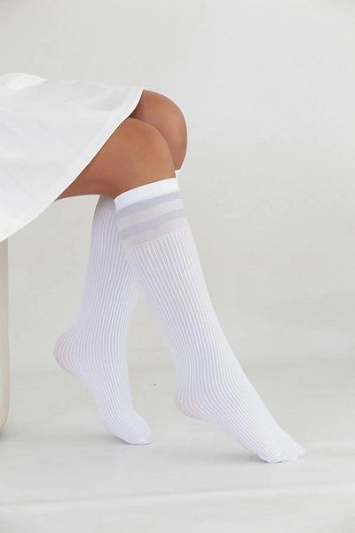shefox 3 чифта детски чорапи до коляното за момичета Mira Striped, кафяви, модни
