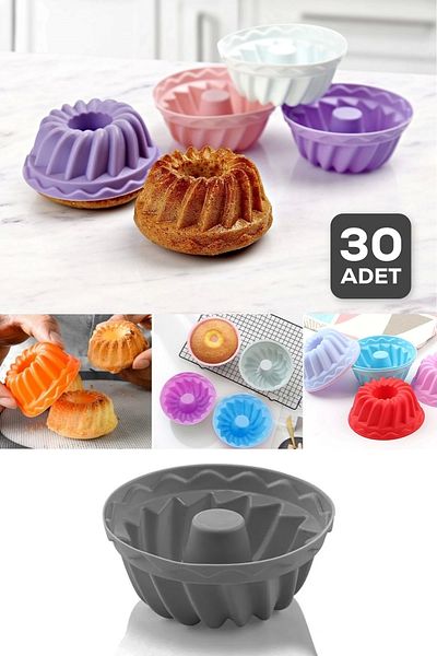 Tilbe Home 30 Pieces Stylish Forming Silicone Muffin Cake Capsule Reuse Option