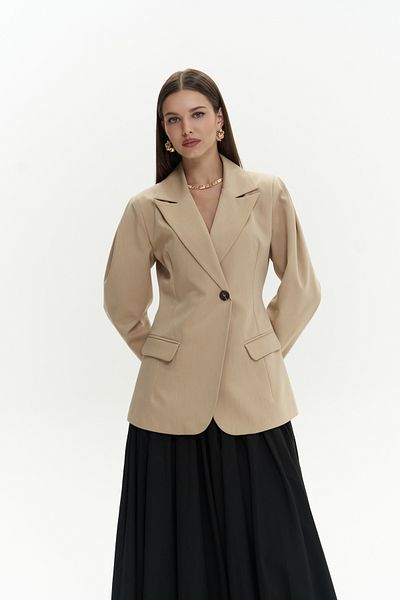 MAİ COLLECTİON Briella Waist Fitted Mink Blazer