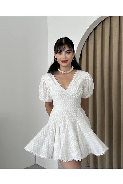 ADA MODA Rochie scurta brodata