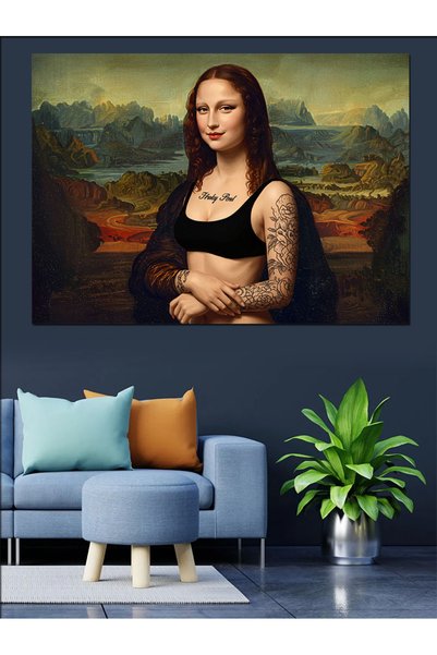 Genel Markalar Modern Mona Lisa Dekoratif Kanvas - Mdf Ahşap Tablo
