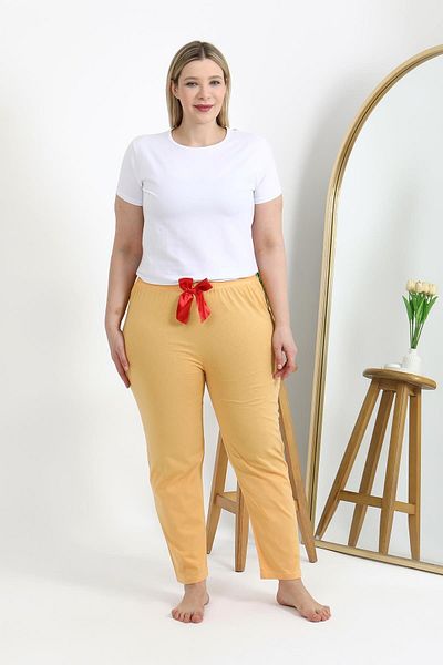 Akbeniz Women's Cotton Large Size Bottom Pajamas 27559 Yellow