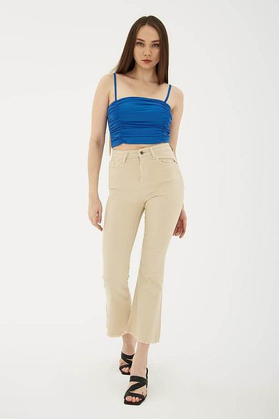 Fashion Friends Ψηλόμεσο ισπανικό πόδι μπεζ γυναικείο τζιν παντελόνι 25y0294k1