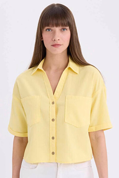 DeFacto Boxy Fit Basic Plain Short Sleeve Shirt V2523Az25Sp