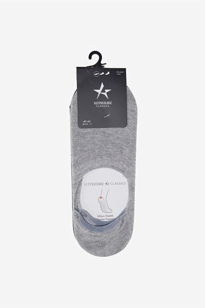 ALTINYILDIZ CLASSICS Men's Anthracite-Grey 3-Pack Silicone Supported Ballerina Socks