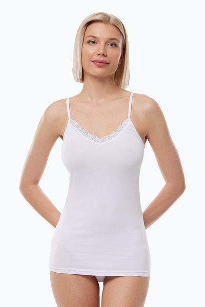 Malabadi Women's White 3-Piece Thin Strap Reversible Lace Modal Undershirt 3m1045
