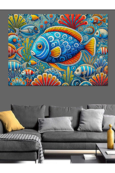 karizmart Pânză decorativă cu pește cu model inel - MDF Lemn