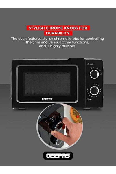 Geepas Manual Microwave Oven 20 Liter 1100W GMO1899-20LS-BL Black