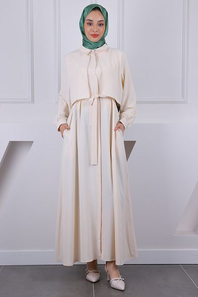 İmajButik Φόρεμα με πέτρινη τσέπη με ζώνη