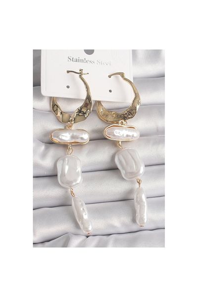 Skygo Gold Color Brass Crush Pearl Model Women's Earrings - Tj-Bkp10074