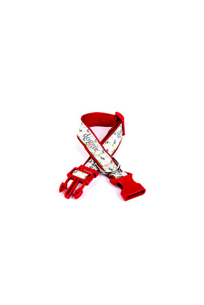 Mestore طوق كلب دوجي ديب منسوج بنقوش مقاس 3 سم × 36-60 سم أحمر - EABT3003-KRMZ