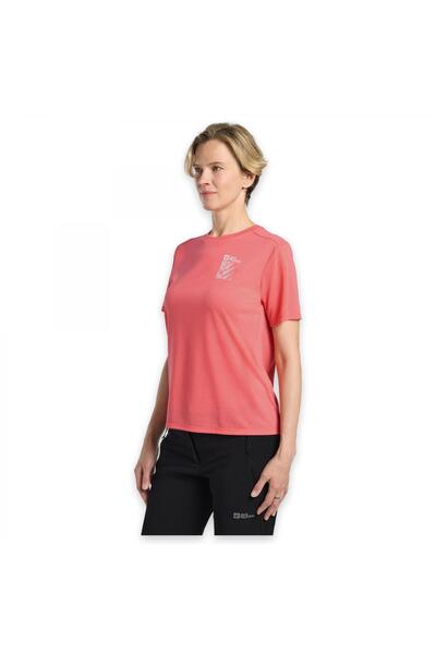Jack Wolfskin A63953 Vonnan Graphic T W تي شيرت نسائي أحمر