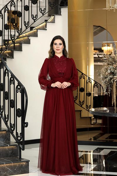 Modaviki Seyran Evening Dress Burgundy Fvm2003