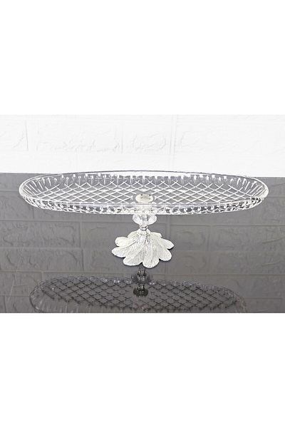 atabey home 41 cm Multi-Purpose Presentation Boat & Cookies Holder & Chocolate Holder Samarkand Silver Legs