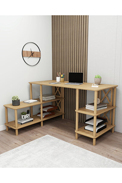 ÇMD ÇAKIR MOBİLYA DEKORASYON Legno Çalışma Masası: Minimalist Mdf, Ahşap Ayak Ve Yazıcı Rafı