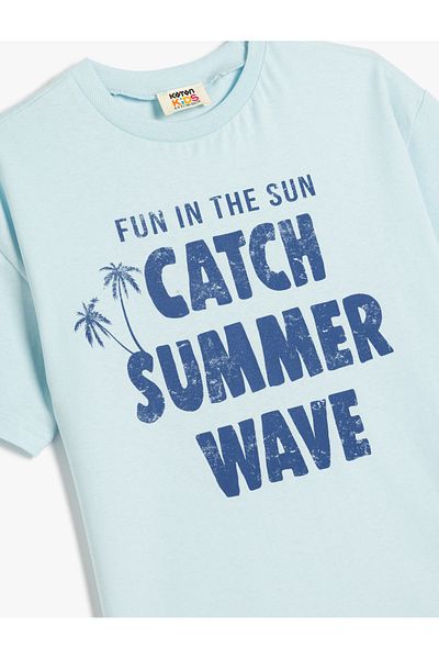 Koton Summer Printed - Tricou oversize din bumbac cu maneca scurta