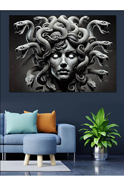 ekart Διακοσμητικός καμβάς Medusa με μαλλιά φιδιού - Ξύλινος πίνακας MDF