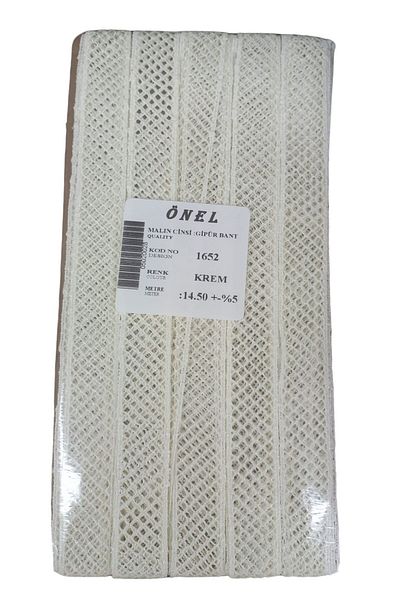 MBB ETİCARET Lace Polyester Guipure Tape Cream 14.50 Meters Width 3 cm On-1652-Kr