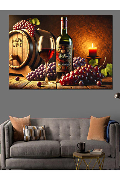 KanvasSepeti Pictură decorativă cu vin și lumânări, în ulei, texturată, de în...