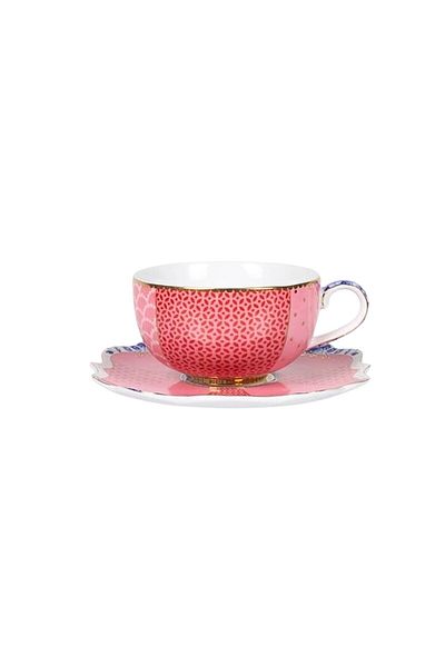 Pip Studio Cană espresso cu farfurioară, colecția Royal Multi, Pink, 125ml, Pip Studio.