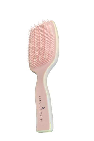 LAND OF MYTH Lom1262 Wet & Dry Hair Lightening Detangler Brush (Pearl White-Pink)