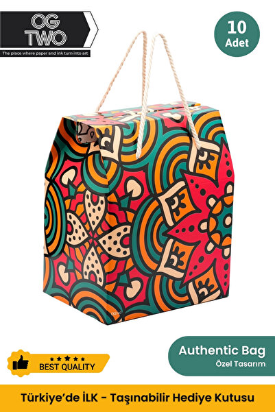 OGTWO 10 Adet Konsept Tasarım Hediye Kutusu Toptan Hediyelik Kutu Çanta 24x14...