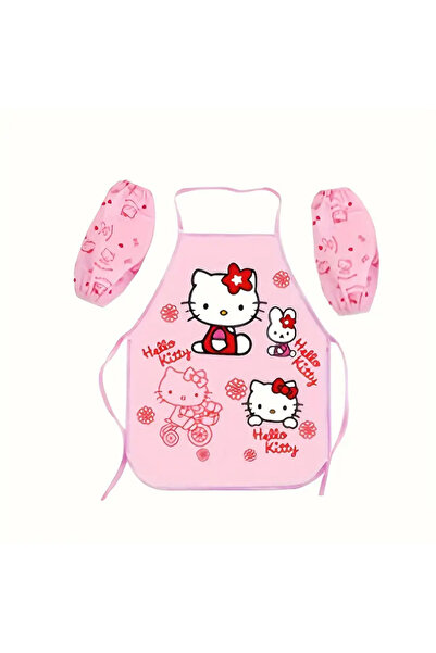 BABUN Hello Kitty Kız Çocuk Kolluklu Su Geçirmez Boyama Mutfak Yemek Yapma Bulaşık Yıkama Önlüğü