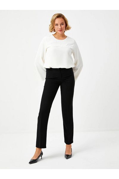 Faik Sönmez B00047 - Black Straight Cut Normal Waist Trousers